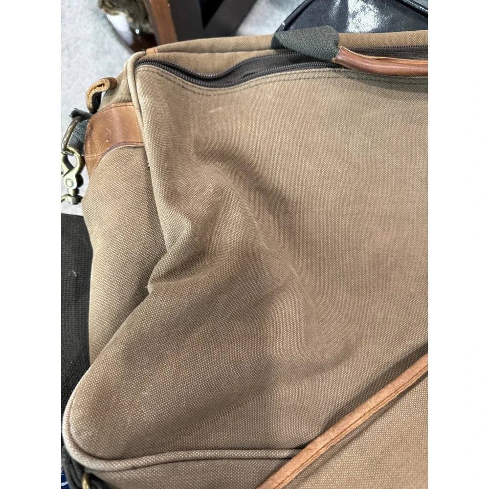 Vintage High Sierra Canvas Leather‎ Trim Messenger Bag Brown Brass Buckles
